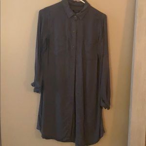 Bottom down, denim shirt dress